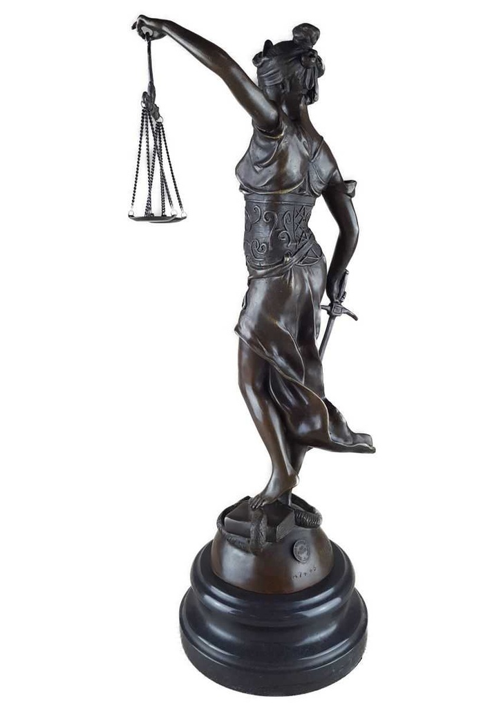 [LA-39289] Bronzeskulptur Bronzefigur Justitia Richterin Recht Anwalt Schwert Waage Bild 6