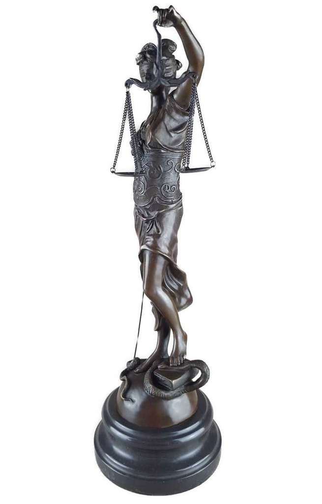 [LA-39289] Bronzeskulptur Bronzefigur Justitia Richterin Recht Anwalt Schwert Waage Bild 8
