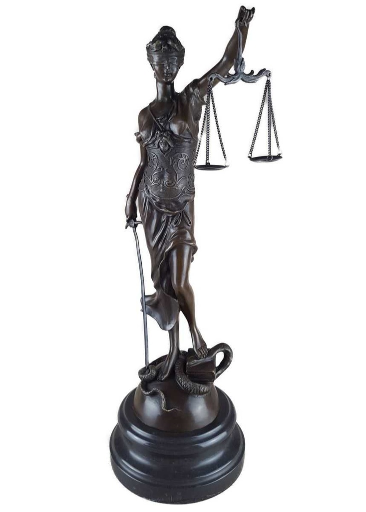 [LA-39289] Bronzeskulptur Bronzefigur Justitia Richterin Recht Anwalt Schwert Waage Bild 9