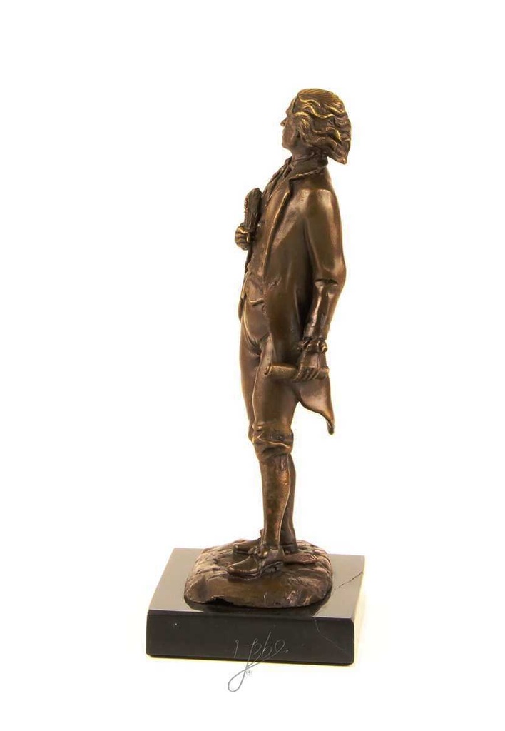[LA-39292] Bronzeskulptur Bronzefigur Stehender Mann mit Feder in Arm Mozart Bild 5