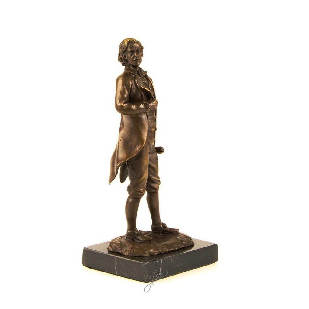 [LA-39292] Bronzeskulptur Bronzefigur Stehender Mann mit Feder in Arm Mozart Bild 14