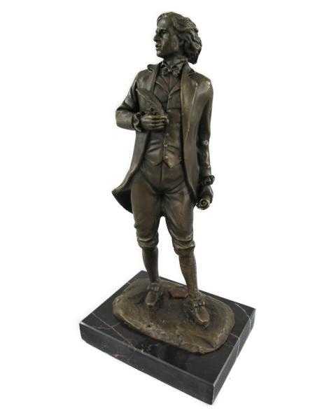 [LA-39292] Bronzeskulptur Bronzefigur Stehender Mann mit Feder in Arm Mozart Bild 16