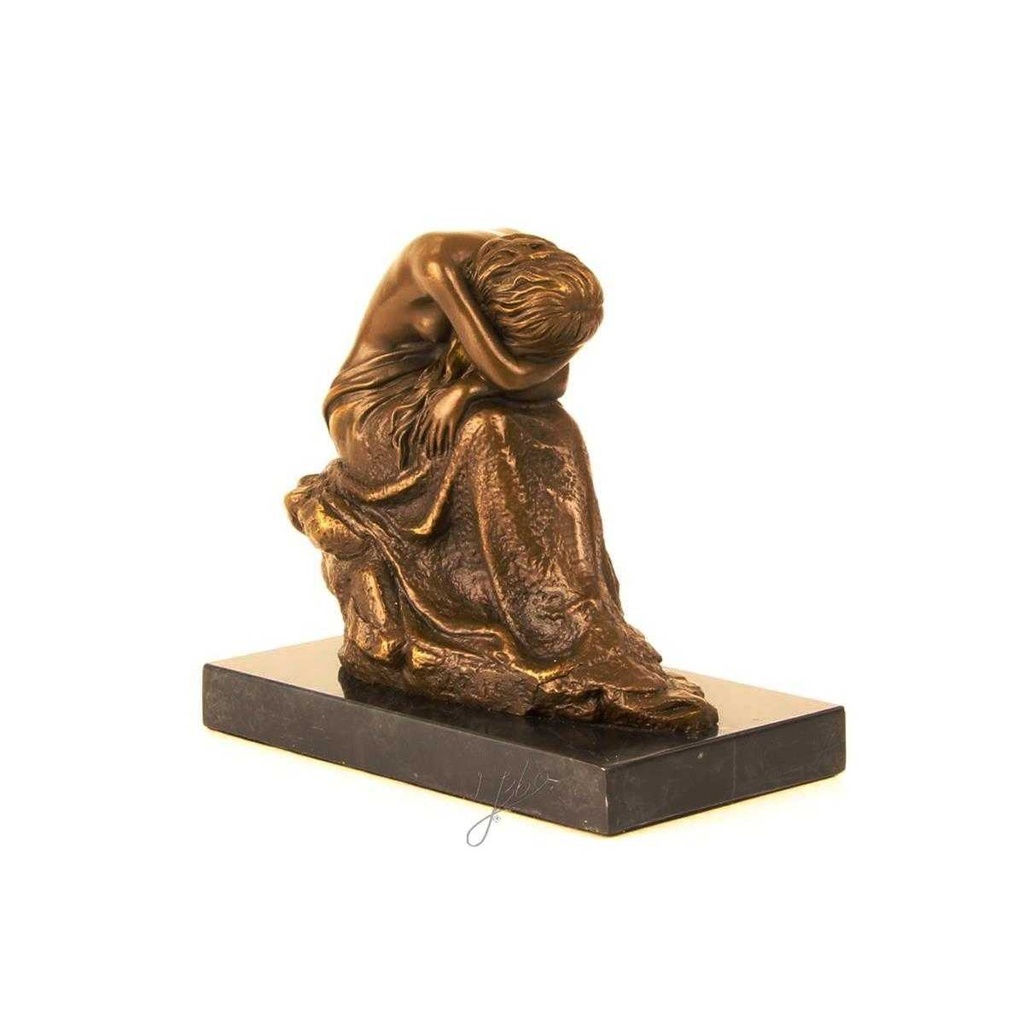 [LA-39306] Bronzeskulptur Bronzefigur Halbnackte Kniend Schönheit Frau Bild 11