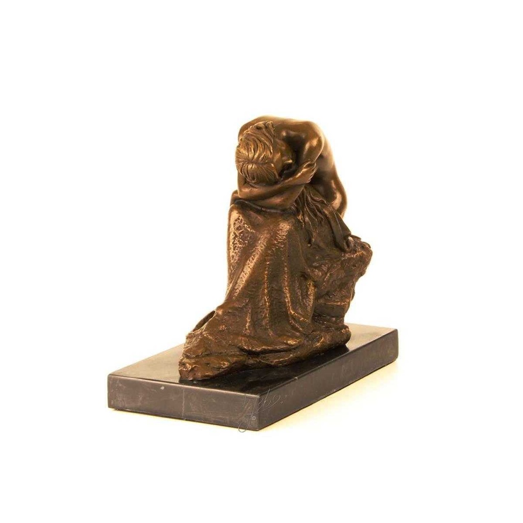 [LA-39306] Bronzeskulptur Bronzefigur Halbnackte Kniend Schönheit Frau Bild 14