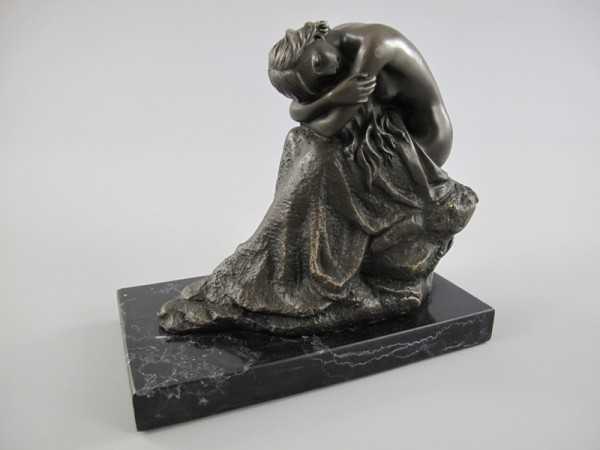 [LA-39306] Bronzeskulptur Bronzefigur Halbnackte Kniend Schönheit Frau Bild 16