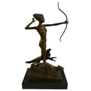 [LA-39319] Bronzeskulptur Bronzefigur Nackte Diana mit Bogen und Jagdhunden Bild 2
