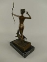 [LA-39319] Bronzeskulptur Bronzefigur Nackte Diana mit Bogen und Jagdhunden Bild 6