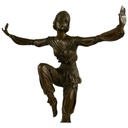 [LA-39321] Bronzeskulptur Bronzefigur Frau auf Sockel Balanzierend Bild 2