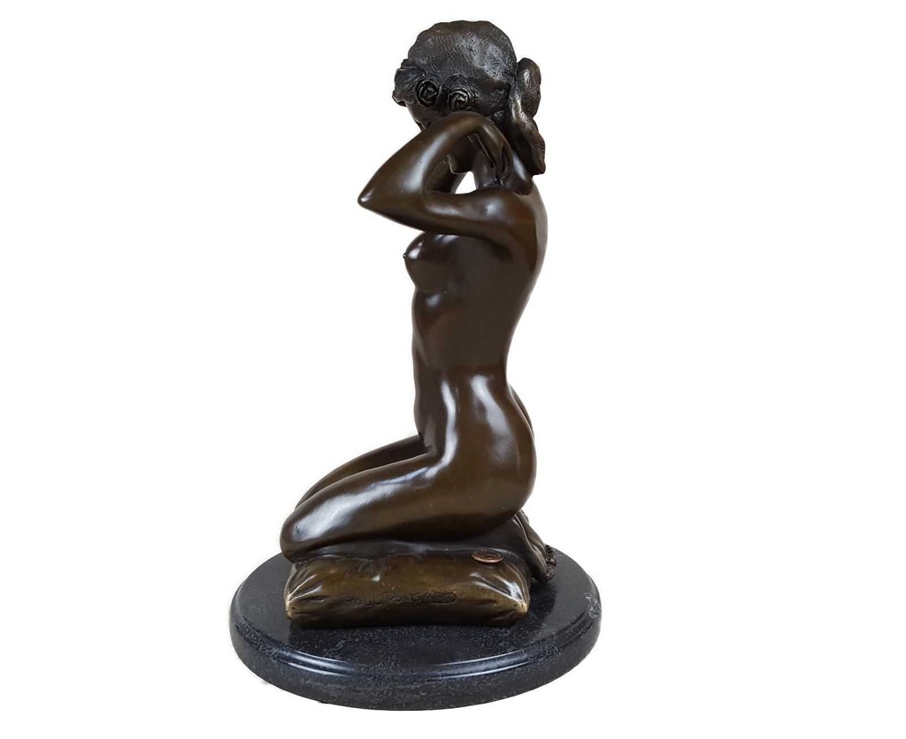 [LA-39322] Bronzeskulptur Bronzefigur Frau Kniend Neue Halskette Art-Deco-Stil Bild 2