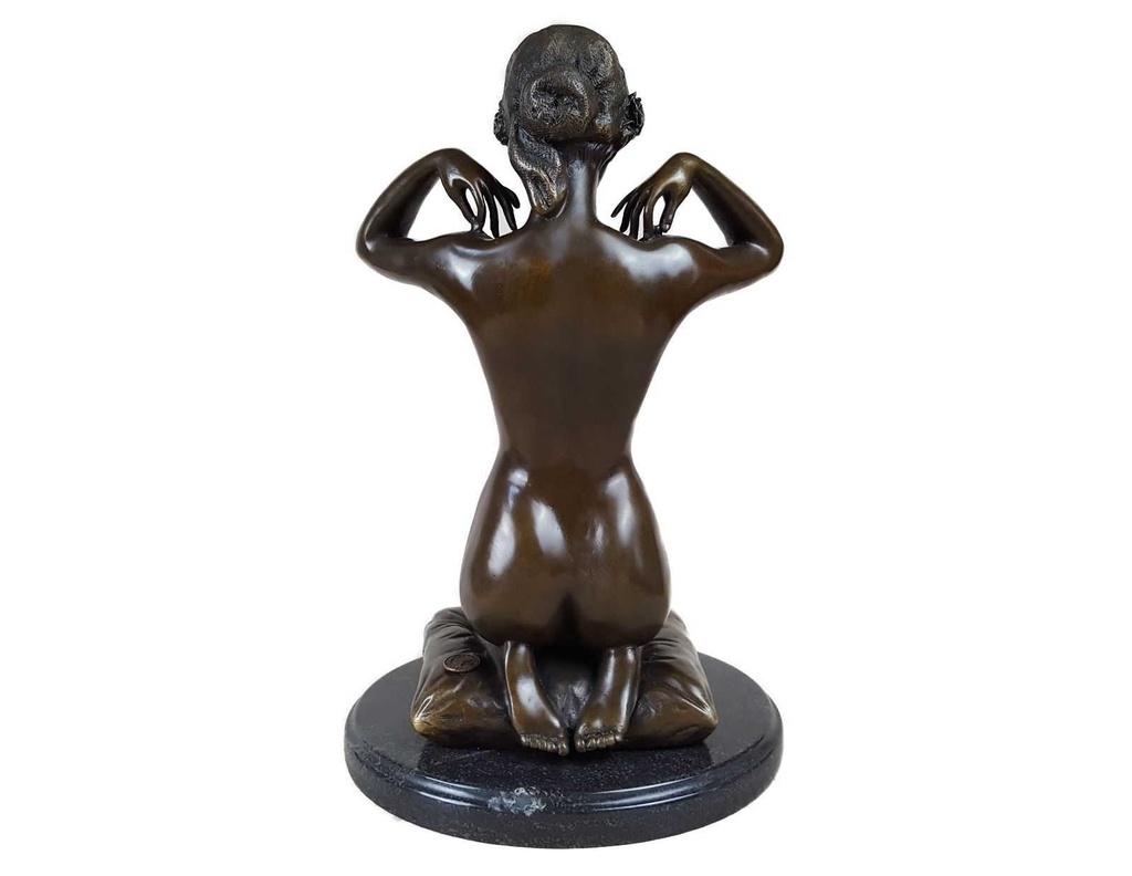 [LA-39322] Bronzeskulptur Bronzefigur Frau Kniend Neue Halskette Art-Deco-Stil Bild 4