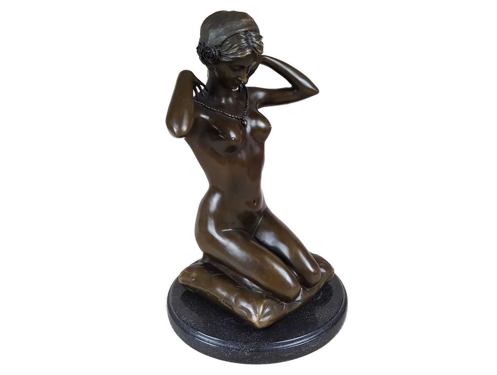 [LA-39322] Bronzeskulptur Bronzefigur Frau Kniend Neue Halskette Art-Deco-Stil Bild 6