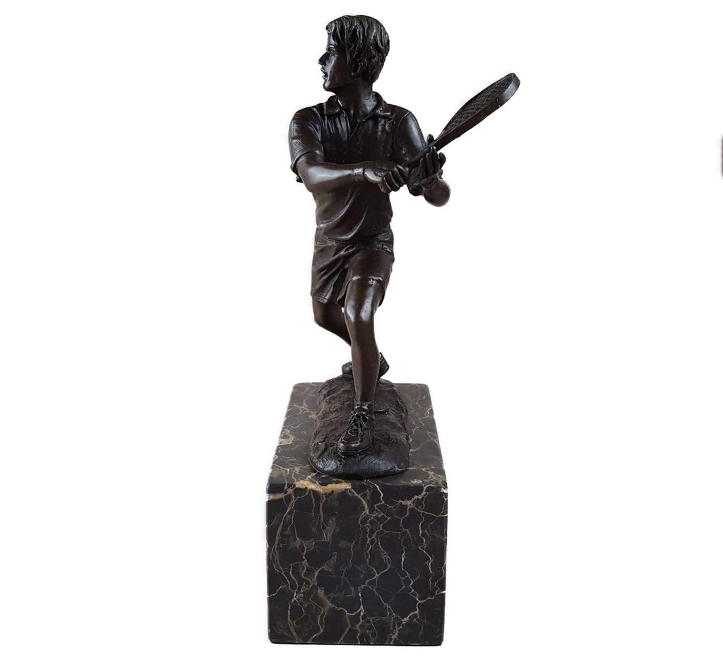 [LA-39331] Bronzeskulptur Bronzefigur Sport Mann Tennisspieler Art-Deco-Stil Bild 3