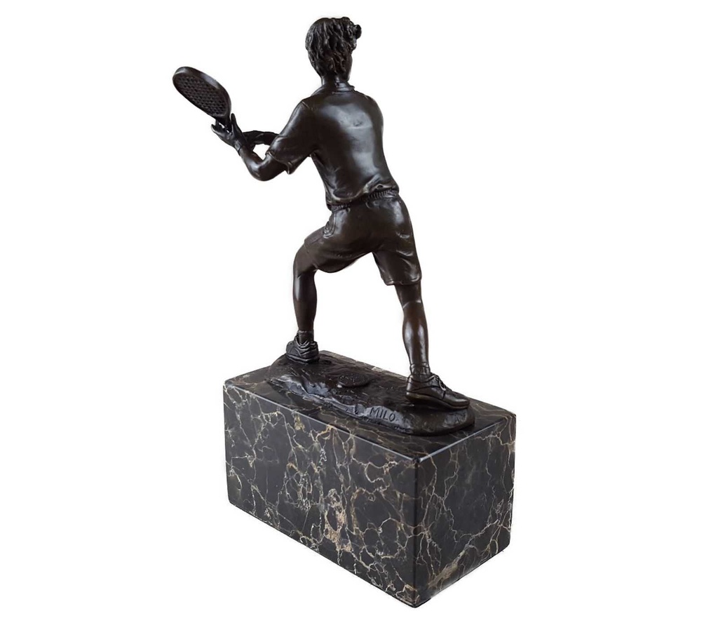 [LA-39331] Bronzeskulptur Bronzefigur Sport Mann Tennisspieler Art-Deco-Stil Bild 6