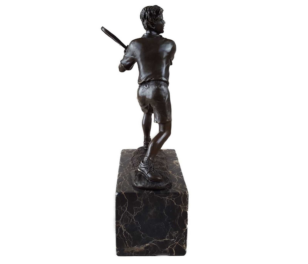 [LA-39331] Bronzeskulptur Bronzefigur Sport Mann Tennisspieler Art-Deco-Stil Bild 7
