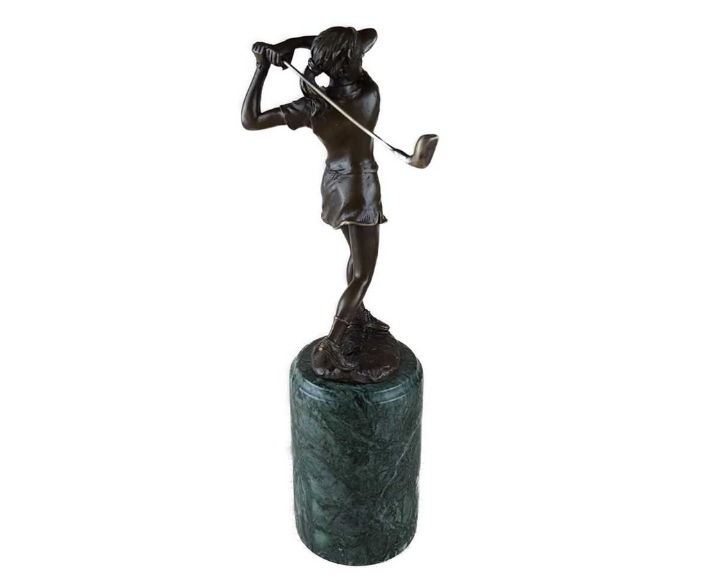 [LA-39333] Bronzeskulptur Bronzefigur Sport Frau Golfspielerin Klassisch-Stil Bild 4