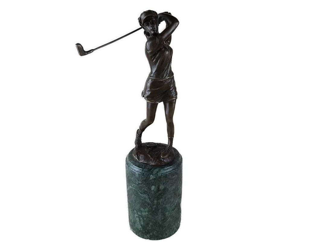 [LA-39333] Bronzeskulptur Bronzefigur Sport Frau Golfspielerin Klassisch-Stil Bild 7