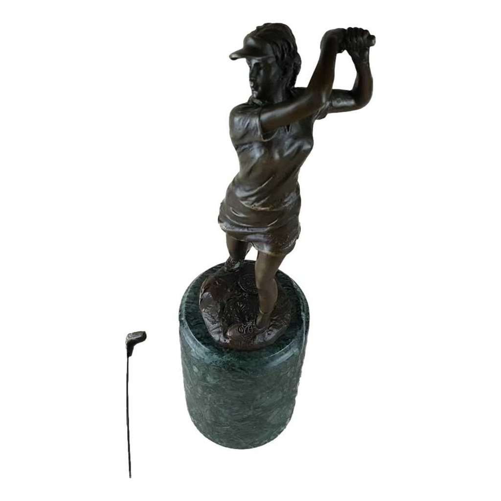 [LA-39333] Bronzeskulptur Bronzefigur Sport Frau Golfspielerin Klassisch-Stil Bild 9
