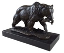 [LA-39336] Bronzeskulptur Bronzefigur Grizzlybär Bär mit Fisch Im Maul Bild 2