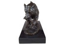 [LA-39336] Bronzeskulptur Bronzefigur Grizzlybär Bär mit Fisch Im Maul Bild 4