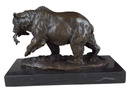 [LA-39336] Bronzeskulptur Bronzefigur Grizzlybär Bär mit Fisch Im Maul Bild 6