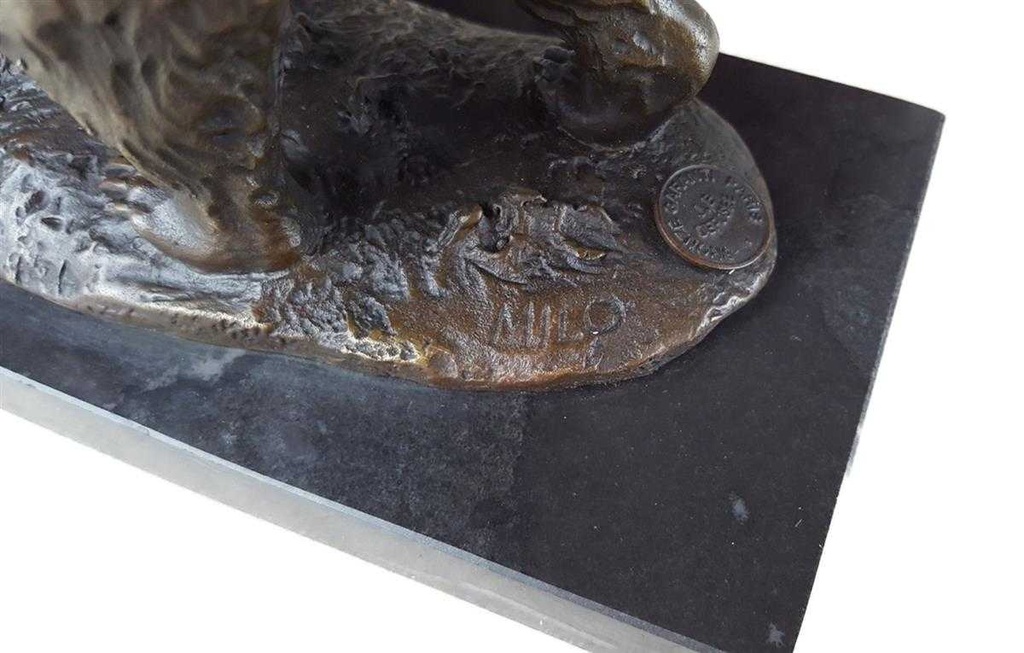 [LA-39336] Bronzeskulptur Bronzefigur Grizzlybär Bär mit Fisch Im Maul Bild 10
