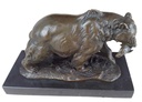 [LA-39336] Bronzeskulptur Bronzefigur Grizzlybär Bär mit Fisch Im Maul Bild 12