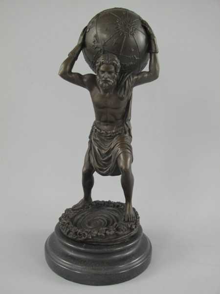[LA-39353] Bronze Skulptur Figur Bronzeskulptur Bronzefigur Mann Atlas Weltkugel Bild 3