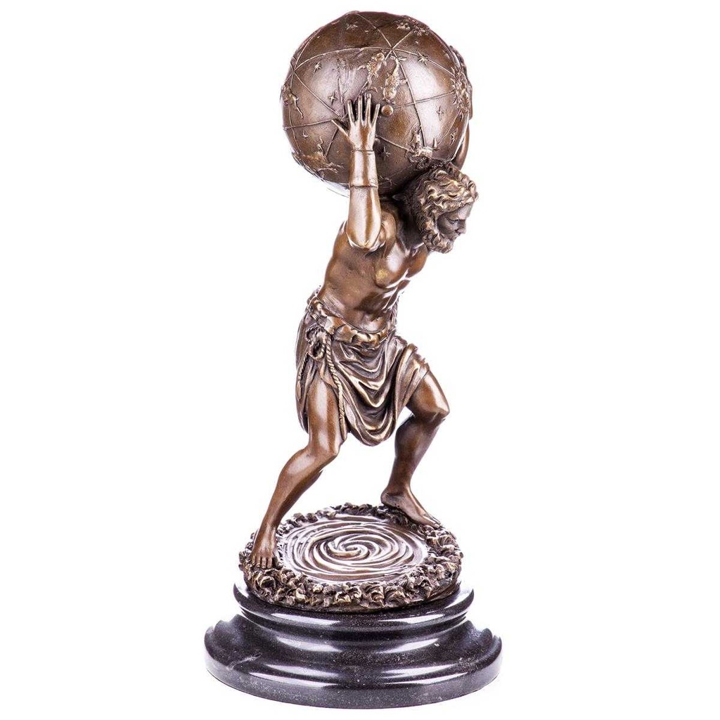 [LA-39353] Bronze Skulptur Figur Bronzeskulptur Bronzefigur Mann Atlas Weltkugel Bild 4