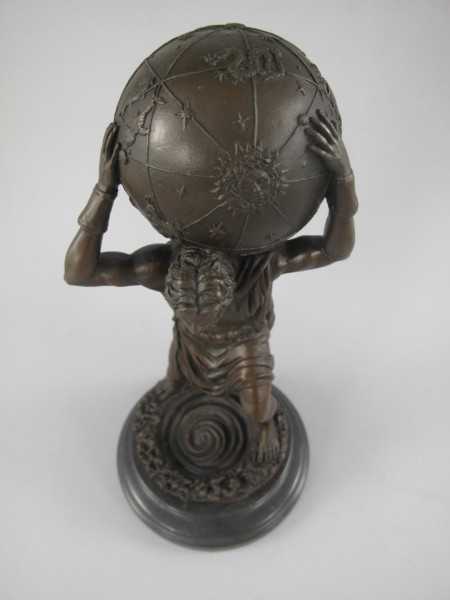 [LA-39353] Bronze Skulptur Figur Bronzeskulptur Bronzefigur Mann Atlas Weltkugel Bild 6
