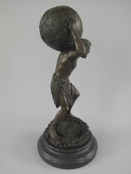 [LA-39353] Bronze Skulptur Figur Bronzeskulptur Bronzefigur Mann Atlas Weltkugel Bild 7