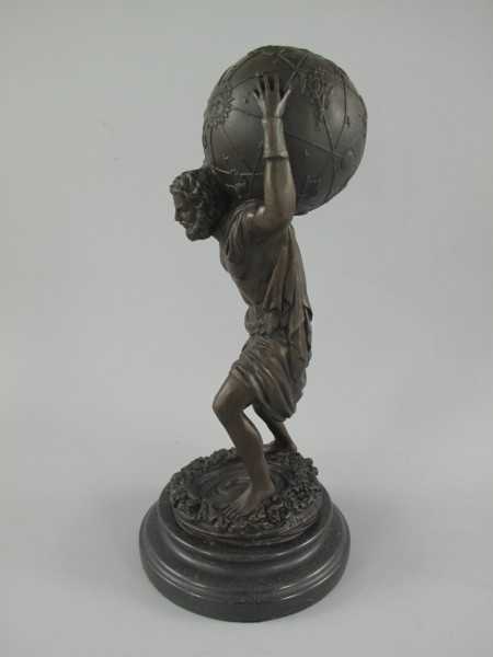 [LA-39353] Bronze Skulptur Figur Bronzeskulptur Bronzefigur Mann Atlas Weltkugel Bild 9