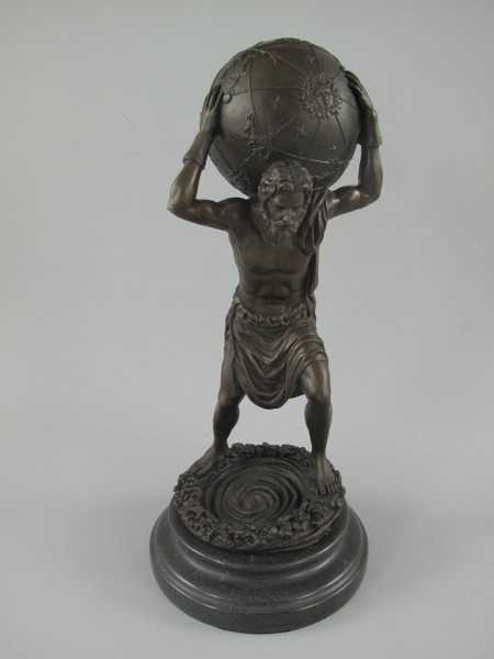 [LA-39353] Bronze Skulptur Figur Bronzeskulptur Bronzefigur Mann Atlas Weltkugel Bild 10