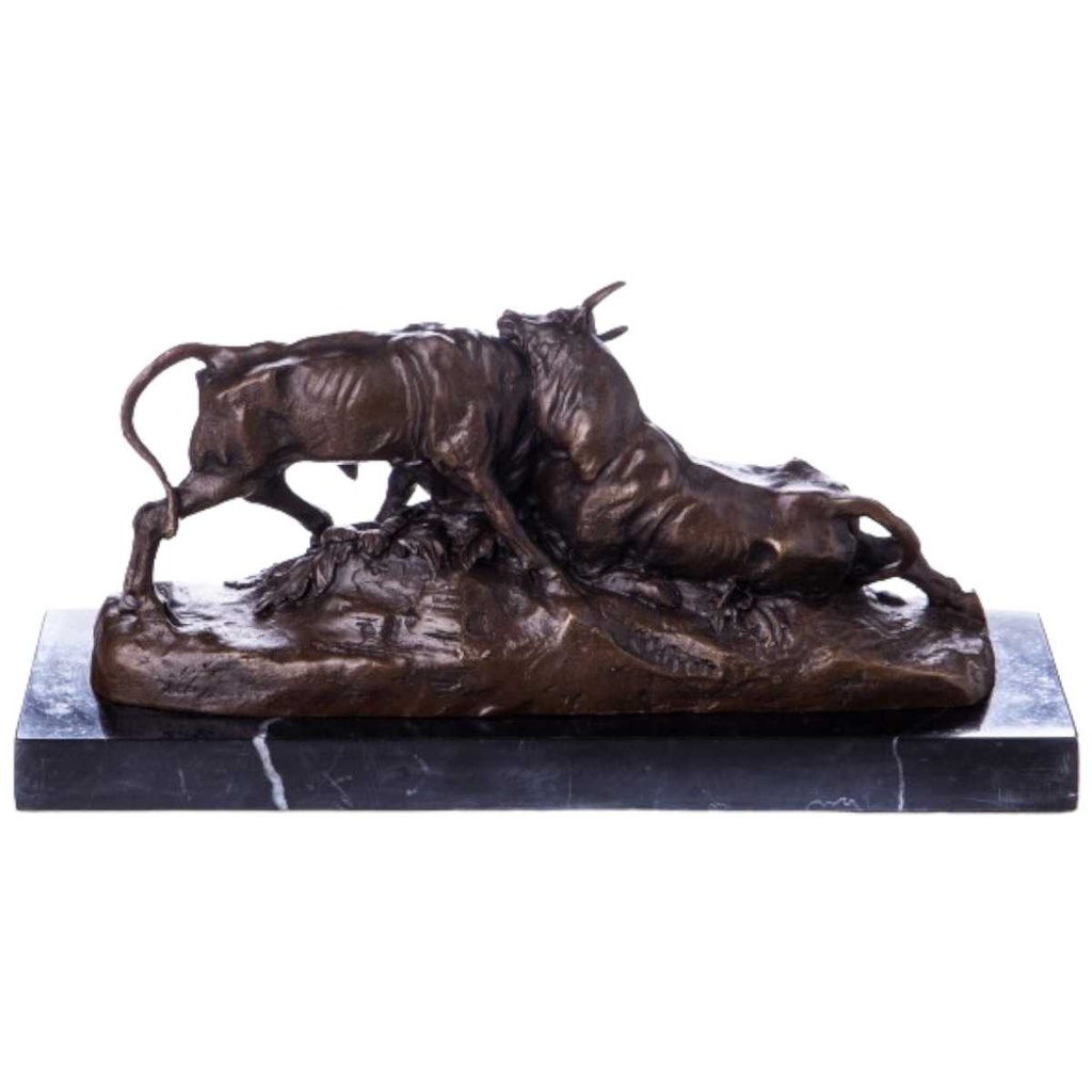 [LA-39354] Bronzeskulptur Bronzefigur Zoo Kämpfende Stiere Bild 2