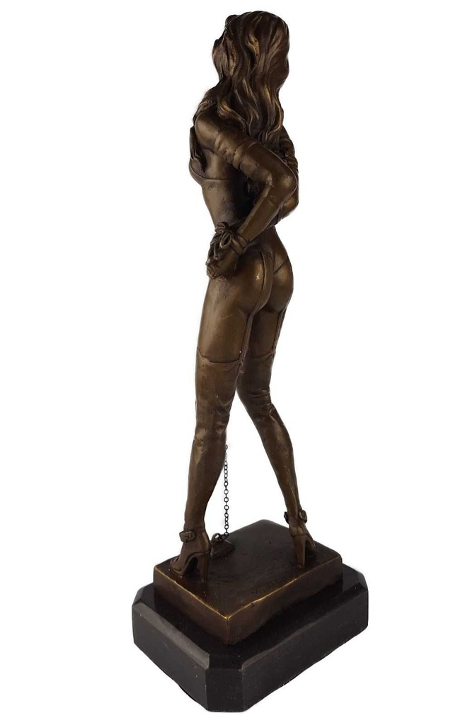[LA-39361] Bronze Skulptur Figur Bronzeskulptur Bronzefigur Frau Gefesselt Kette Am Hals Bild 4