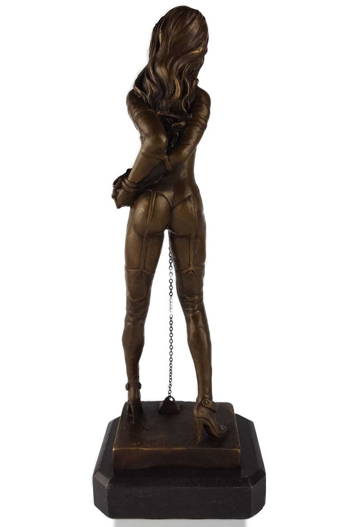 [LA-39361] Bronze Skulptur Figur Bronzeskulptur Bronzefigur Frau Gefesselt Kette Am Hals Bild 5