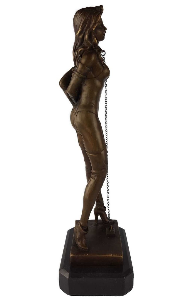 [LA-39361] Bronze Skulptur Figur Bronzeskulptur Bronzefigur Frau Gefesselt Kette Am Hals Bild 7