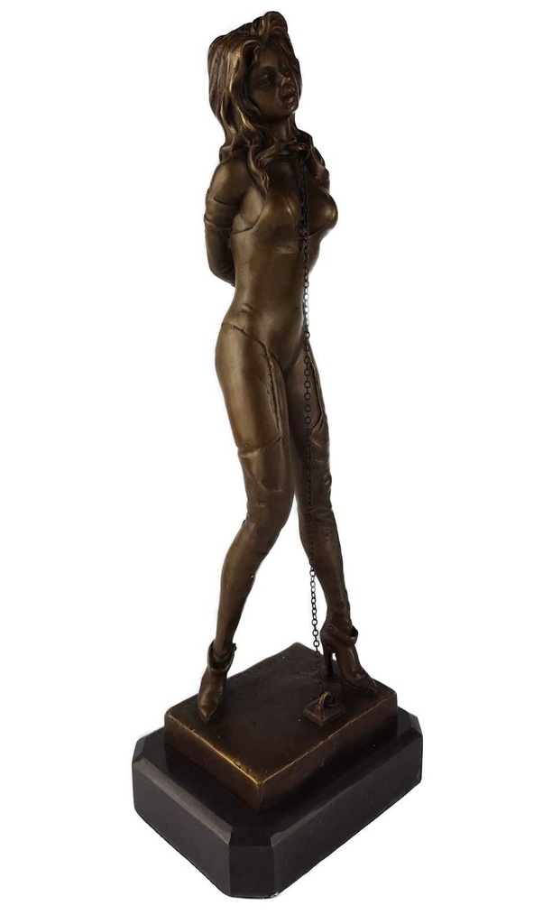 [LA-39361] Bronze Skulptur Figur Bronzeskulptur Bronzefigur Frau Gefesselt Kette Am Hals Bild 8