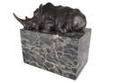 [LA-39378] Bronzeskulptur Bronzefigur Liegendes Nashorn Bild 2