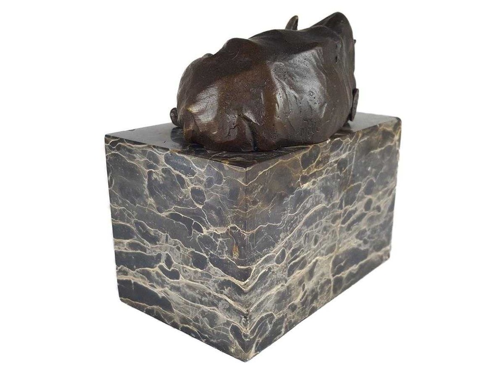 [LA-39378] Bronzeskulptur Bronzefigur Liegendes Nashorn Bild 4