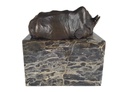 [LA-39378] Bronzeskulptur Bronzefigur Liegendes Nashorn Bild 5
