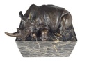 [LA-39378] Bronzeskulptur Bronzefigur Liegendes Nashorn Bild 9