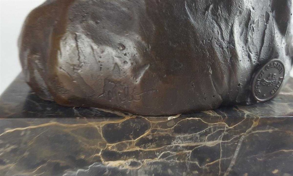 [LA-39378] Bronzeskulptur Bronzefigur Liegendes Nashorn Bild 10