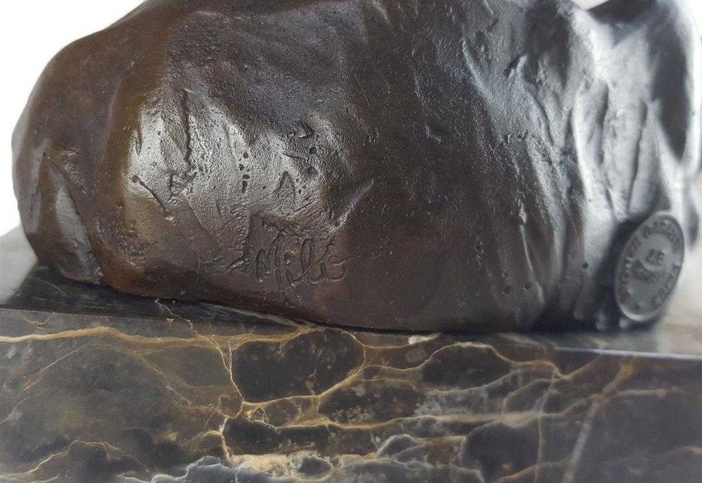 [LA-39378] Bronzeskulptur Bronzefigur Liegendes Nashorn Bild 11