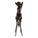 [LA-39379] Bronzeskulptur Bronzefigur Namens Erwachen Erotik Frau Auf Barhocker Bild 3