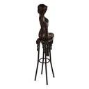 [LA-39379] Bronzeskulptur Bronzefigur Namens Erwachen Erotik Frau Auf Barhocker Bild 7