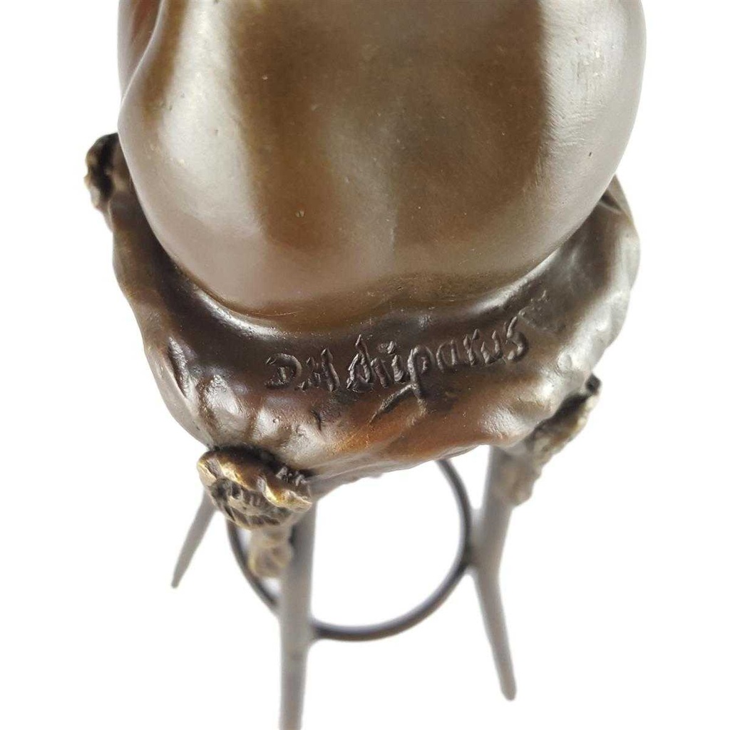 [LA-39379] Bronzeskulptur Bronzefigur Namens Erwachen Erotik Frau Auf Barhocker Bild 8