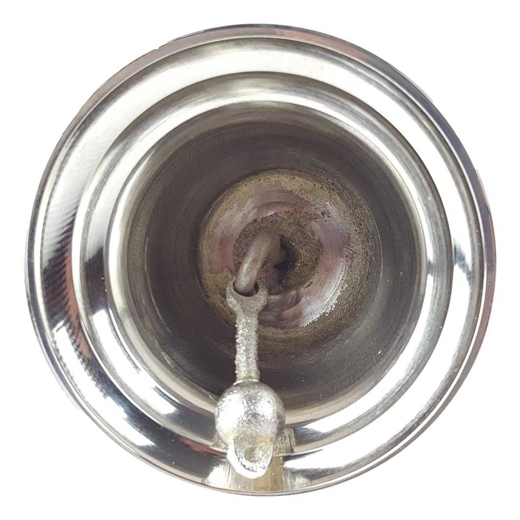 [LA-39638] Schulglocke Tischglocke Glocke Metall vernickelt Bild 4