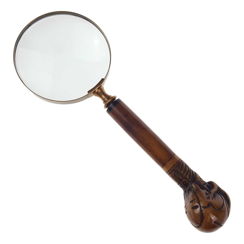 [LA-39804] Leselupe Handlupe Vergrößerungsglas Messing brüniert D 10-L 29 cm Bild 2