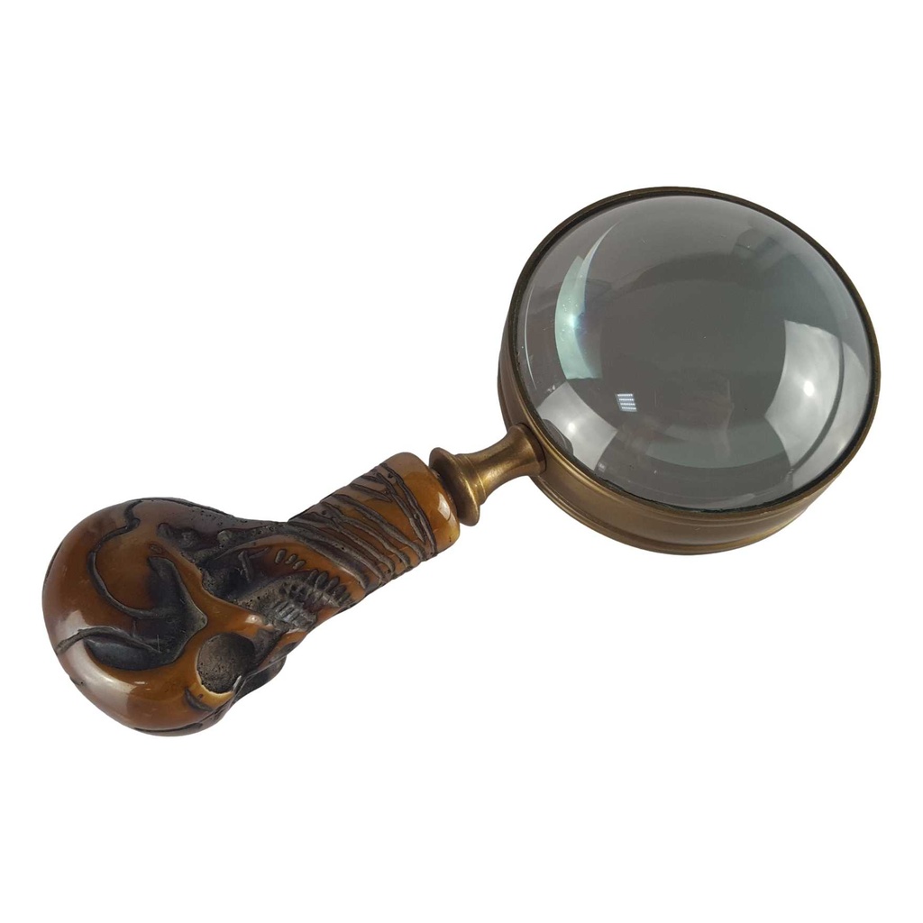 [LA-39806] Leselupe Handlupe Vergrößerungsglas Messing brüniert Braun Bild 2
