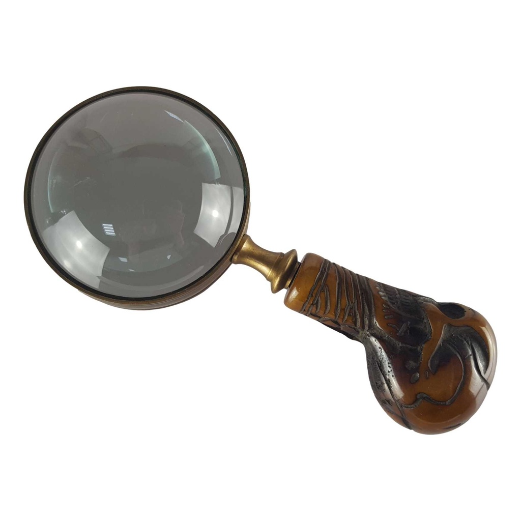 [LA-39806] Leselupe Handlupe Vergrößerungsglas Messing brüniert Braun Bild 3